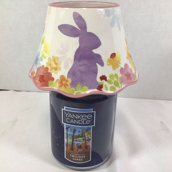 Yankee Candle Ceramic Jar Topper Shade Bunny Floral Large Pink Rim 1280223 - Picture 1 of 9
